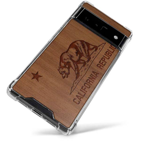 California Wood Flag Google Pixel 6 Clear Case
